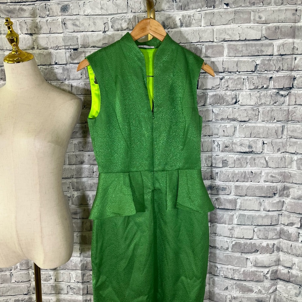 T Tahari Emerald Green Sleeveless Midi Dress
